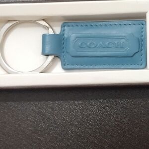 Coach Teal Leather Keychain